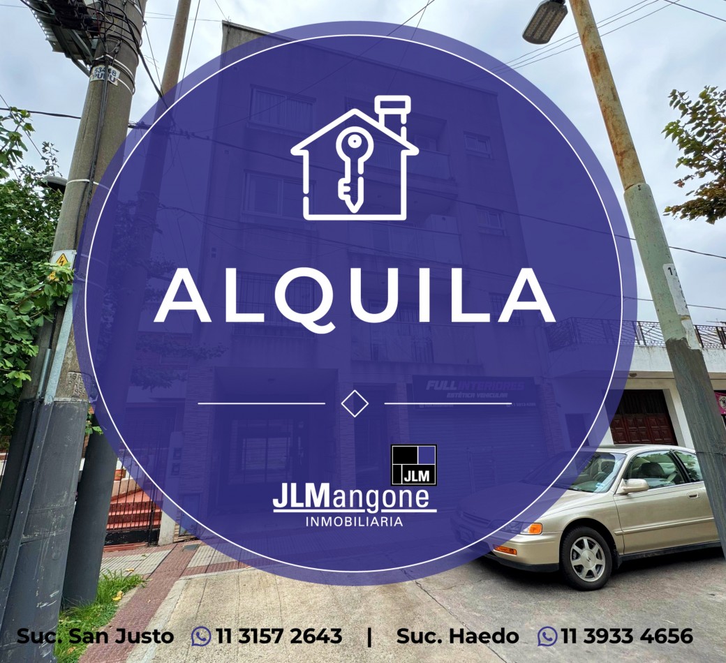 Depto 1 ambiente con cochera y balcon